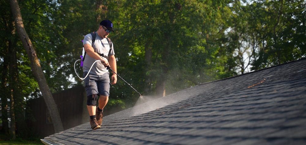 Go Nano roof spray application in progress on Twin Cities home